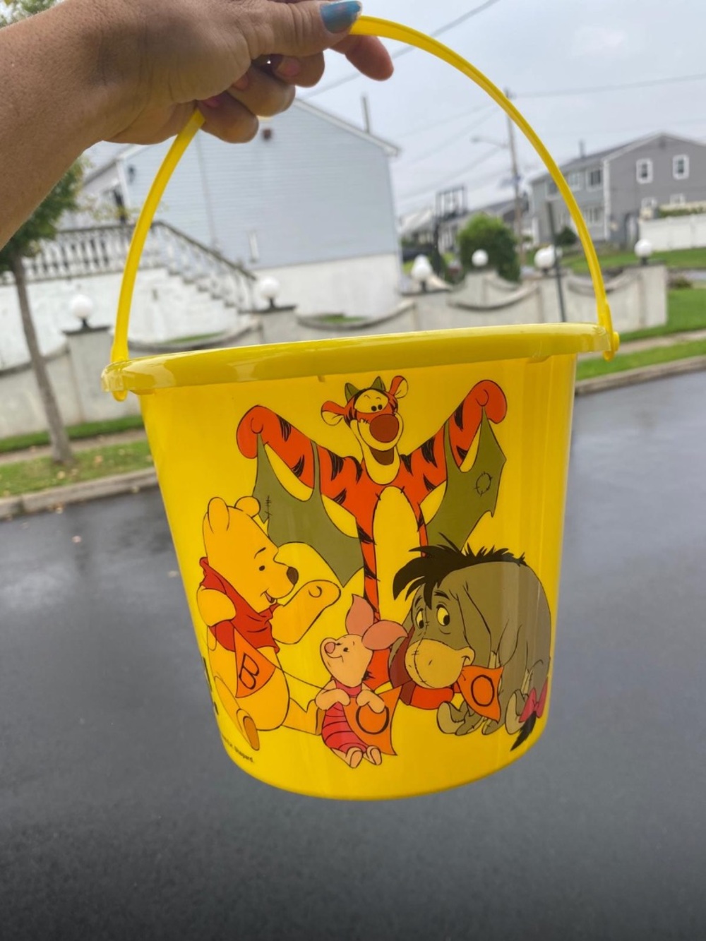Disney Yellow Winnie the Pooh Character Bucket with Tigger, Piglet & Eeyore
